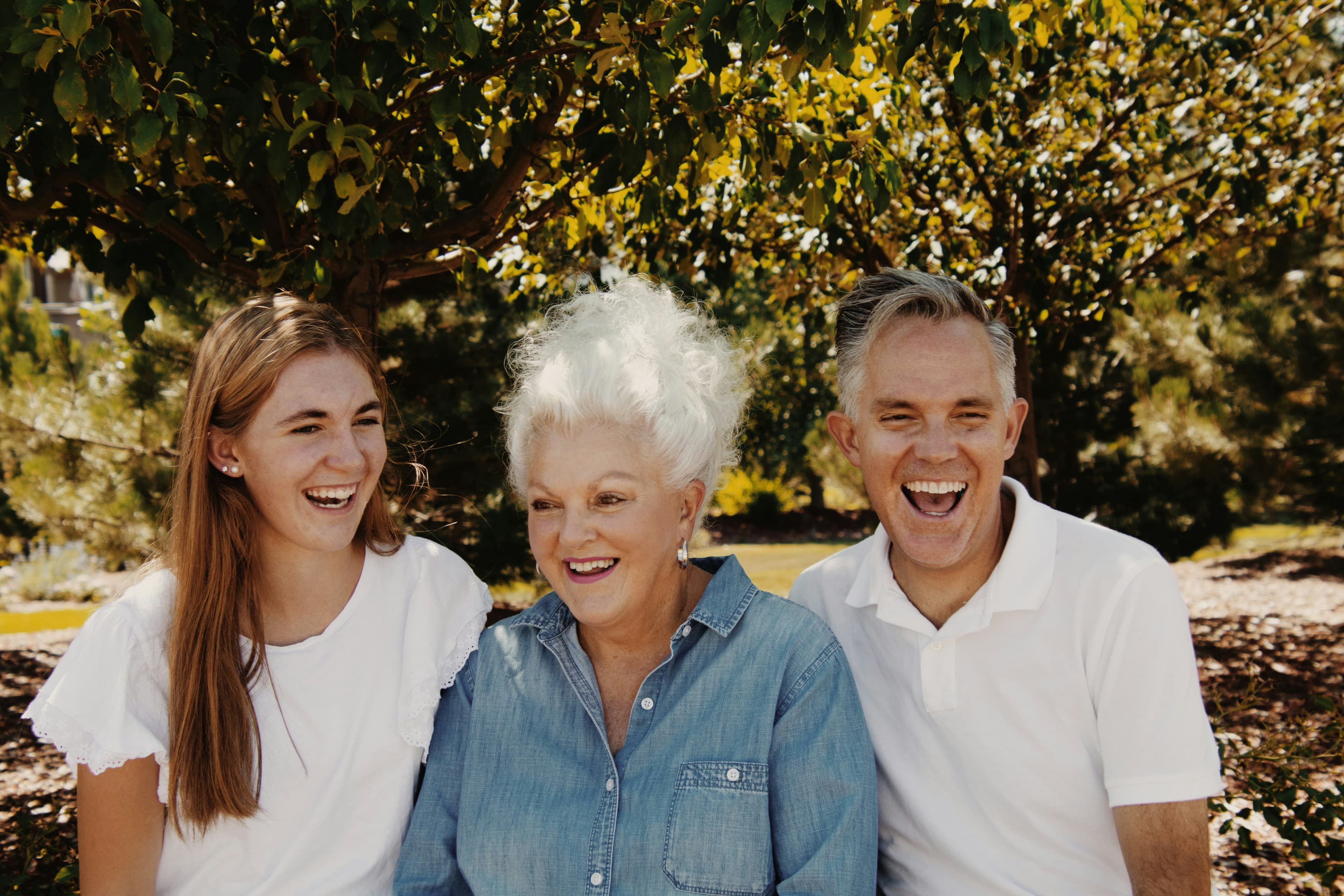 Three generations - elderly, parents, and children learning and connecting together